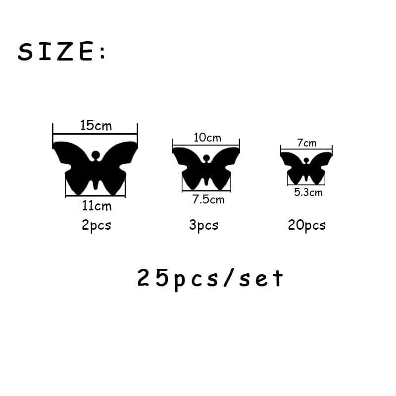 3D Butterfly Mirror Wall Stickers – Set of 25 | Self-Adhesive Wall Decor (Gold & Silver)