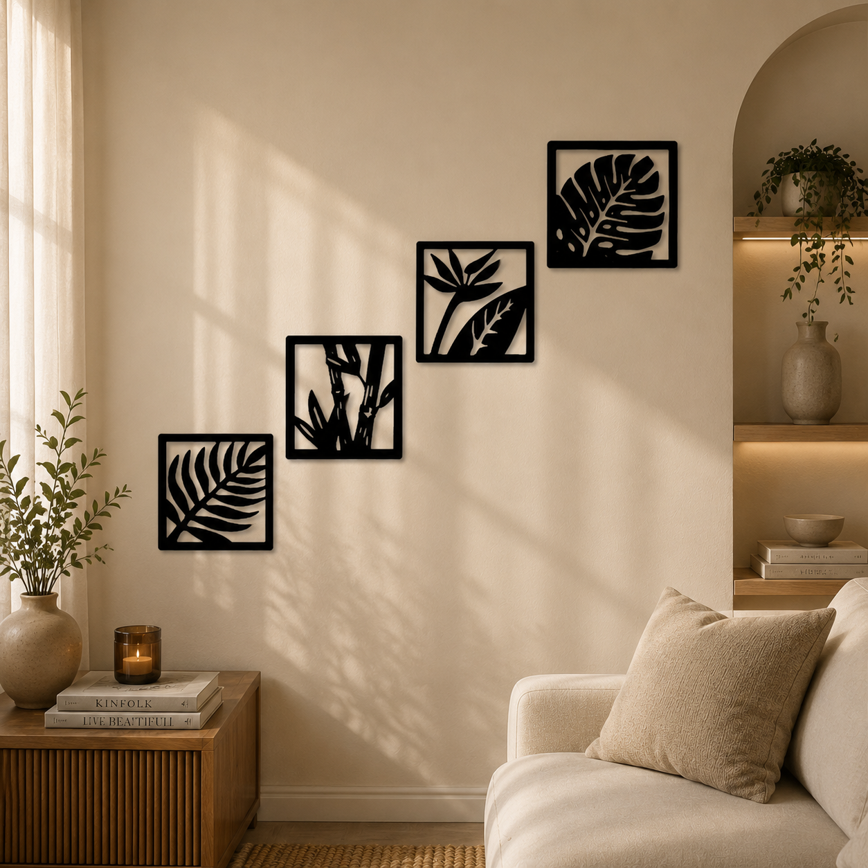 Botanical Framed Wall Art Set of 4 – Tropical Frames | 12x12
