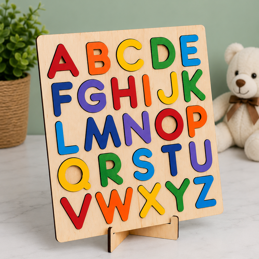 Wooden Alphabet Puzzle Board for Kids | Montessori ABC Learning Toy